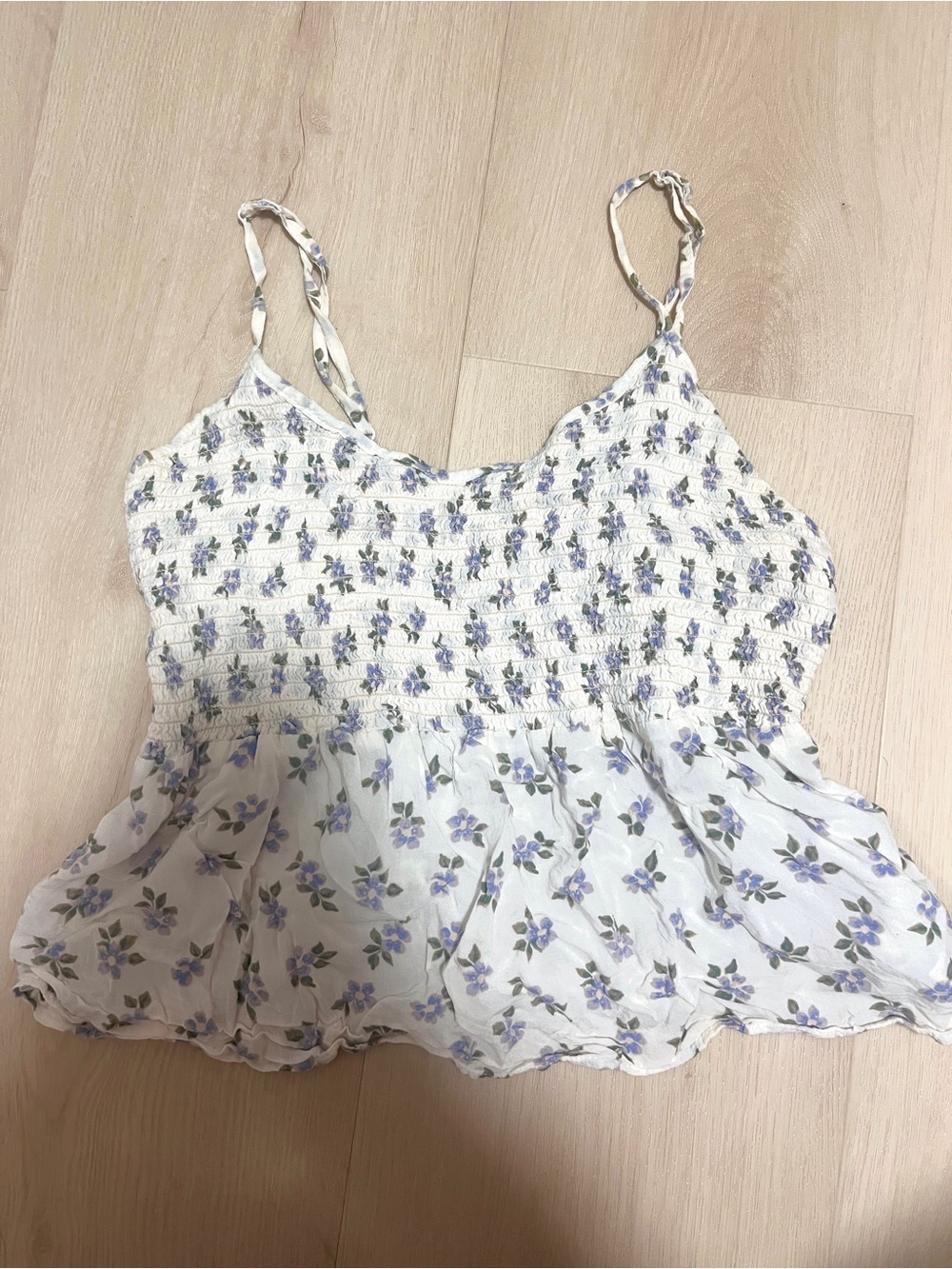 American Eagle Outfitters White Camisole with Lavender Floral Print size Small